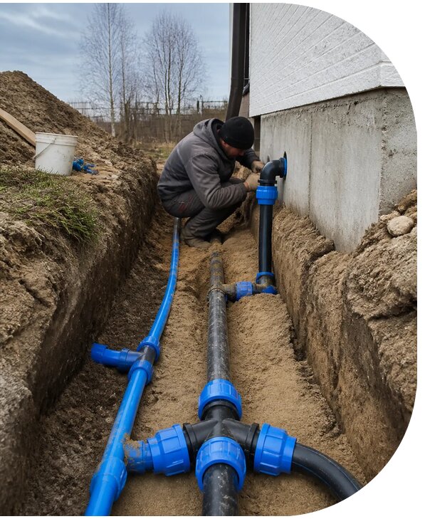 Монтаж наружного водопровода на участке под ключ в Сосновоборске